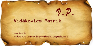 Vidákovics Patrik névjegykártya
